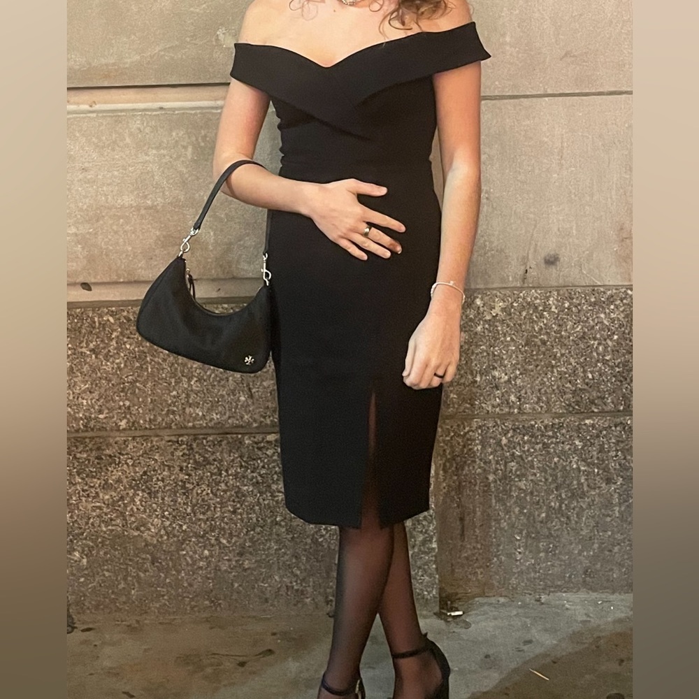 Black Lulus Off the Shoulder Dress - Princess Diana Vibe